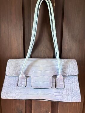 Tommy Hilfiger Lavender Crocodile-Embossed Shoulder Bag